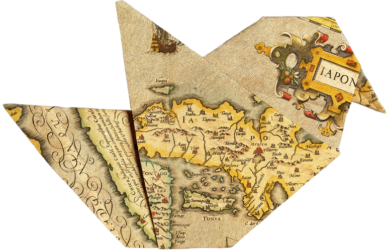 Scanned Weathered Bird-shaped Map Scrap